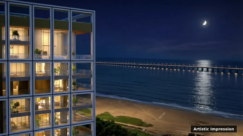 Night-time coastal artist’s impression published by Khojmaster under Lotus Celestia
